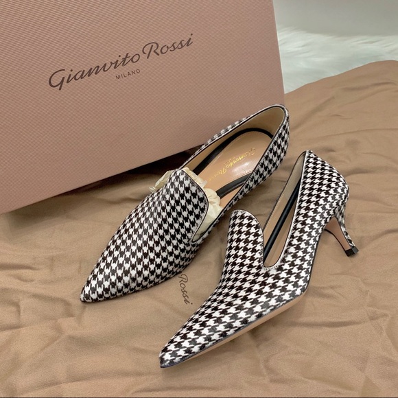 Gianvito Rossi Houndstooth Kitten-Heel Pumps - Picture 12 of 14